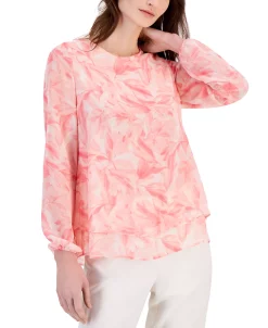 Anne Klein Women's Printed Double-Layer Blouse -VINCE CAMUTO Shop 23542114 fpx