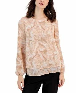 Anne Klein Women's Printed Double-Layer Blouse