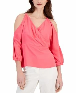 Anne Klein Women's Cold-Shoulder Peplum Top