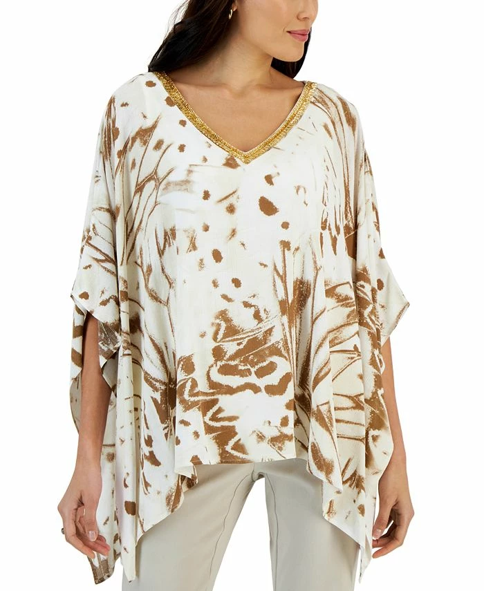 JM Collection Women's Butterfly Prism Printed Handkerchief-Hem Top, Created For Macy's 1 JM Collection Women's Butterfly Prism Printed Handkerchief-Hem Top, Created For Macy's