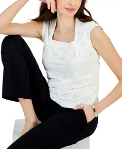 Kasper Women's Cap-Sleeve Eyelet Blouse -VINCE CAMUTO Shop 23547758 fpx