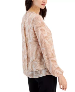 Anne Klein Women's Printed Double-Layer Blouse -VINCE CAMUTO Shop 23555598 fpx