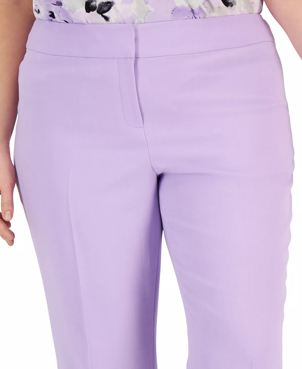 Kasper Plus Size Stretch Crepe Mid-Rise Ankle Pants 6 Kasper Plus Size Stretch Crepe Mid-Rise Ankle Pants - Image 6