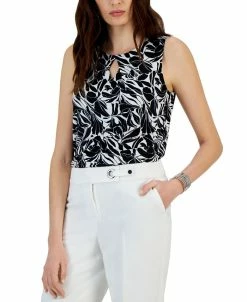 Kasper Linen Straight Leg Mid Rise Side Slit Pants -VINCE CAMUTO Shop 23561058 fpx