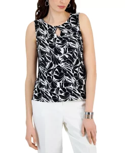 Kasper Printed Sleeveless Diamond Keyhole Blouse -VINCE CAMUTO Shop 23561178 fpx