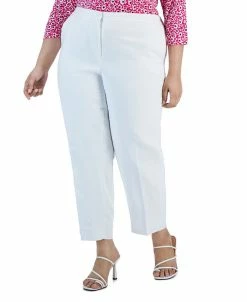 Kasper Plus Size Elastic-Back Slit-Hem Ankle Pants