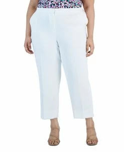 Kasper Plus Size Elasticized-Waist Side-Slit Pique Pants