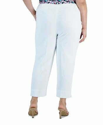 Kasper Plus Size Elasticized-Waist Side-Slit Pique Pants 2 Kasper Plus Size Elasticized-Waist Side-Slit Pique Pants - Image 2