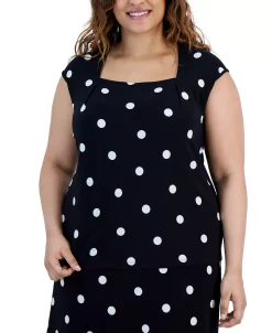 Kasper Plus Size Cowlneck Polka Dot-Print Shell Top -VINCE CAMUTO Shop 23566920 fpx