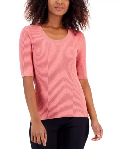 Alfani Women's Ribbed Elbow-Sleeve Sweater, Created For Macy's -VINCE CAMUTO Shop 23567154 fpx