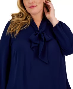Kasper Plus Size Solid Bow-Front Blouse 6 Kasper Plus Size Solid Bow-Front Blouse -VINCE CAMUTO Shop 23568388 fpx