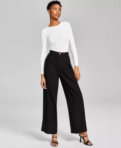 And Now This Women's High-Rise Wide-Leg Textured Trouser Pants -VINCE CAMUTO Shop 23568433 fpx