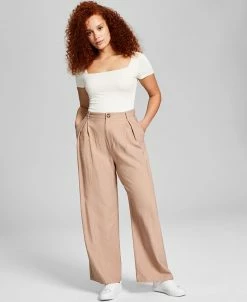And Now This Women's High-Rise Wide-Leg Textured Trouser Pants