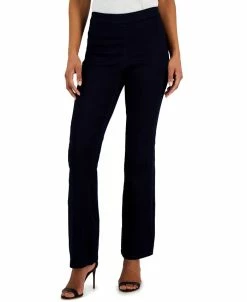 Anne Klein Women's Flared Leg Silhouette Pull-On Denim Pants