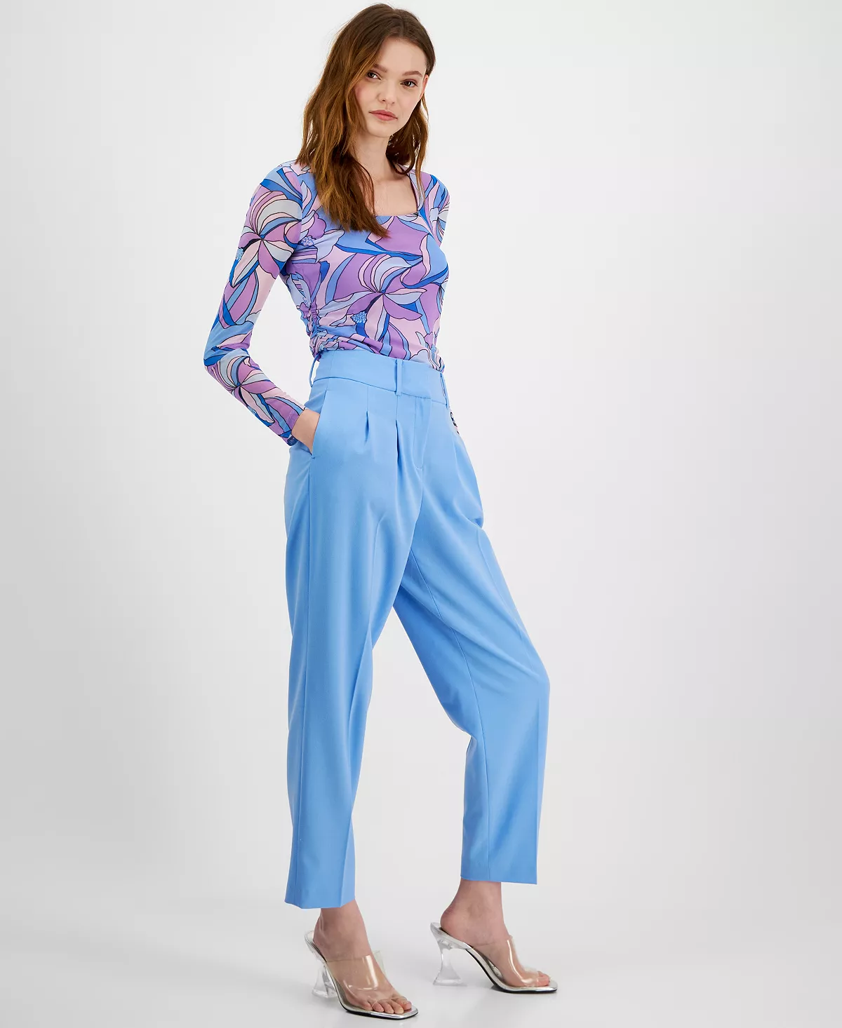 Bar III Women's Bi-Stretch Pleated Straight-Leg Ankle Pants, Created For Macy's 6 Bar III Women's Bi-Stretch Pleated Straight-Leg Ankle Pants, Created For Macy's - Image 6