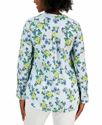 Charter Club Women's Linen Printed Split-Neck Tunic, Created For Macy's 2 Charter Club Women's Linen Printed Split-Neck Tunic, Created For Macy's - Image 2