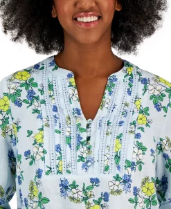Charter Club Women's Linen Printed Split-Neck Tunic, Created For Macy's 6 Charter Club Women's Linen Printed Split-Neck Tunic, Created For Macy's -VINCE CAMUTO Shop 23643443 fpx
