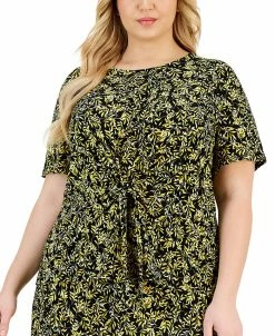 Kasper Plus Size Short-Sleeve Knit Tie-Front Top