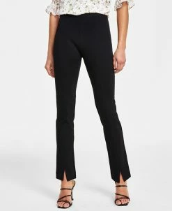 CeCe Women's Front-Slit Straight-Leg Pull-On Ponté Pants