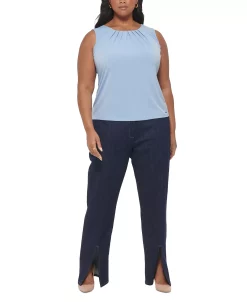 Calvin Klein Plus Size Slim-Leg Split-Front Denim Pants 8 Calvin Klein Plus Size Slim-Leg Split-Front Denim Pants -VINCE CAMUTO Shop 23666019 fpx