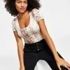 Bar III Women's Snake-Embossed Scoop-Neck Bodysuit, Created For Macy's