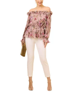 Adrianna Papell Women's Printed Ruffled Off-The-Shoulder Top -VINCE CAMUTO Shop 23684838 fpx