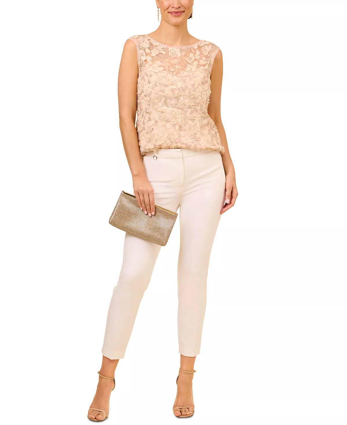 Adrianna Papell Women's Boat Neck Embroidered Sleeveless Top 4 Adrianna Papell Women's Boat Neck Embroidered Sleeveless Top - Image 4