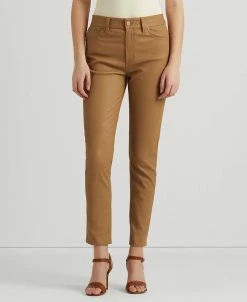 Lauren Ralph Lauren Women's Stretch Leather Skinny Ankle Pants