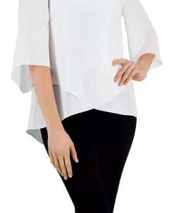 Kasper Women's Flutter-Sleeve Asymmetrical-Hem V-Neck Blouse -VINCE CAMUTO Shop 23703438 fpx