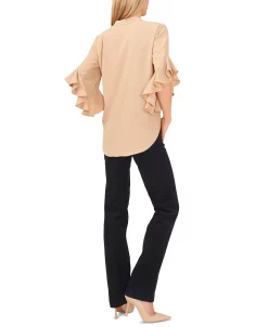 Vince Camuto Women's Ruffle Sleeve Henley Blouse -VINCE CAMUTO Shop 23735390 fpx