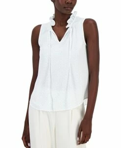 Anne Klein Women's Ruffle-Trim Tie-Neck Sleeveless Blouse