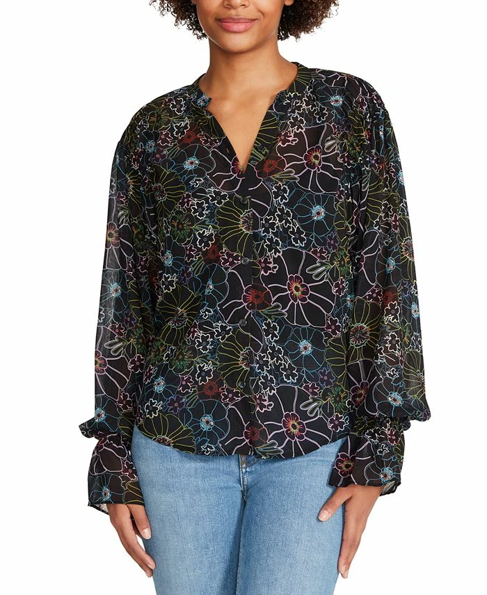 Steve Madden Women's Camela Floral-Print V-Neck Blouse 1 Steve Madden Women's Camela Floral-Print V-Neck Blouse