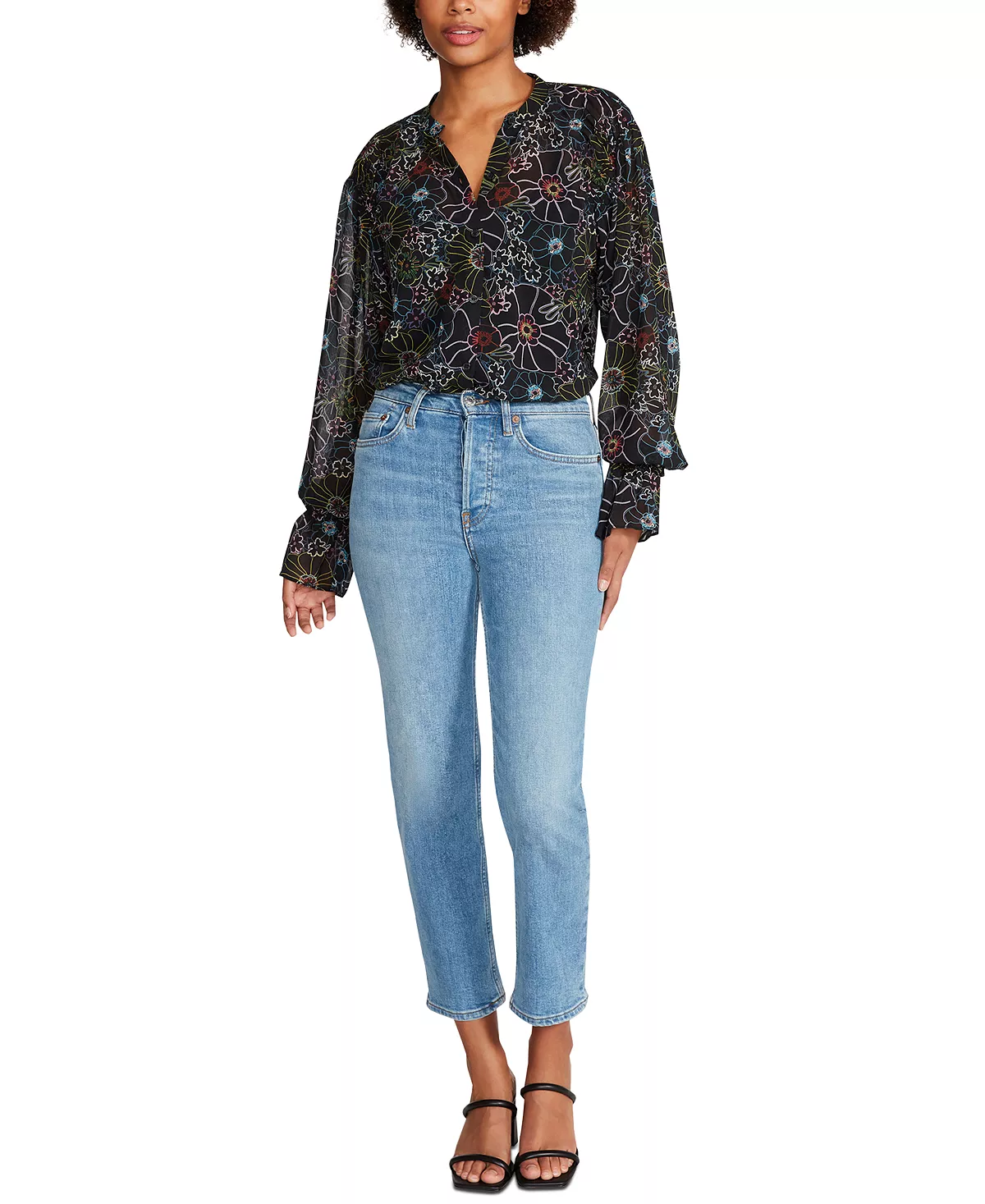 Steve Madden Women's Camela Floral-Print V-Neck Blouse 4 Steve Madden Women's Camela Floral-Print V-Neck Blouse - Image 4