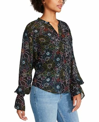 Steve Madden Women's Camela Floral-Print V-Neck Blouse 3 Steve Madden Women's Camela Floral-Print V-Neck Blouse - Image 3