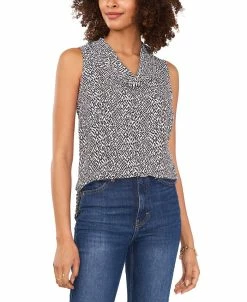 Vince Camuto Women's Printed Turtleneck Sleeveless Top