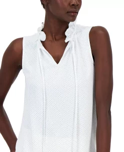 Anne Klein Women's Ruffle-Trim Tie-Neck Sleeveless Blouse -VINCE CAMUTO Shop 23777436 fpx