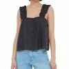 Black Tape Women's Ruffled-Strap Button-Front Camisole