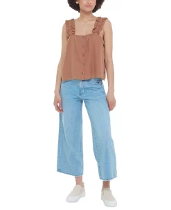 Black Tape Women's Ruffled-Strap Button-Front Camisole -VINCE CAMUTO Shop 23807574 fpx