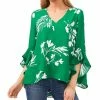 Vince Camuto Women's Floral Whisper Printed Flutter-Sleeve Blouse