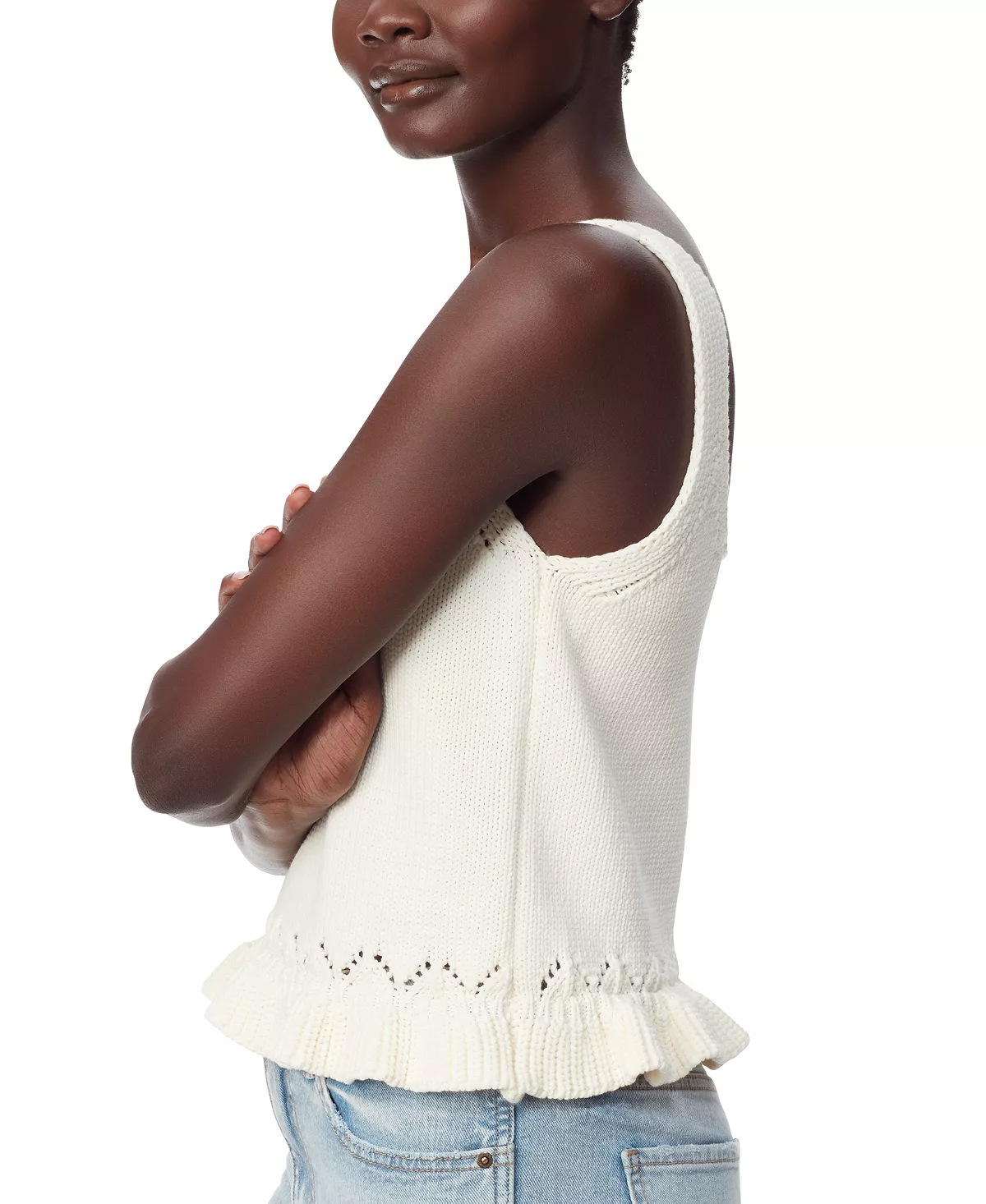 Sam Edelman Women's Inez Square-Neck Pointelle Tank Top 3 Sam Edelman Women's Inez Square-Neck Pointelle Tank Top - Image 3