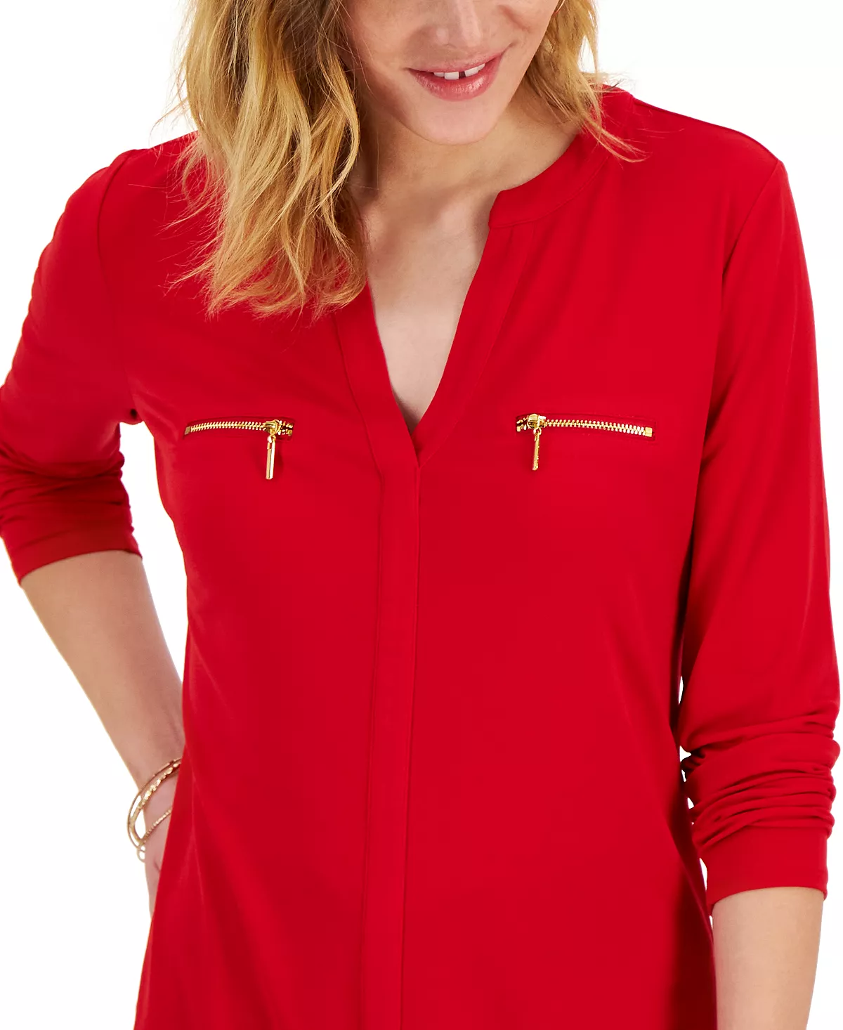 INC International Concepts Women's Zip-Pocket Blouse, Created For Macy's 5 INC International Concepts Women's Zip-Pocket Blouse, Created For Macy's - Image 5