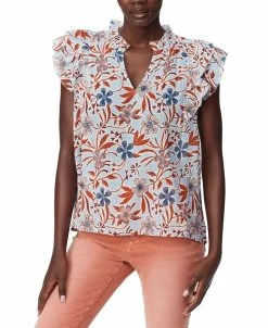 Sam Edelman Women's Printed Rey Cotton Pleat-Sleeve Top