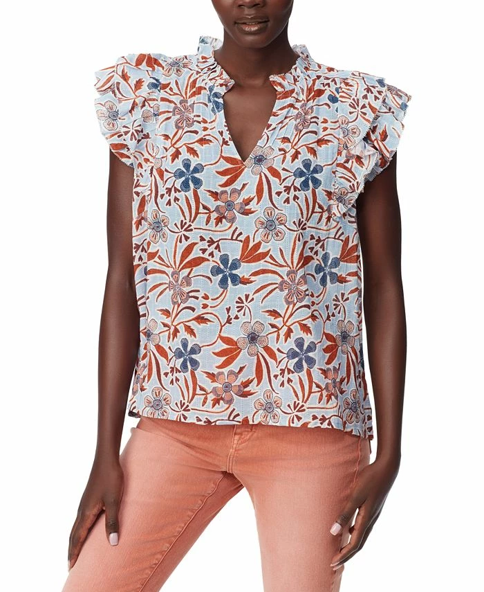 Sam Edelman Women's Printed Rey Cotton Pleat-Sleeve Top 1 Sam Edelman Women's Printed Rey Cotton Pleat-Sleeve Top