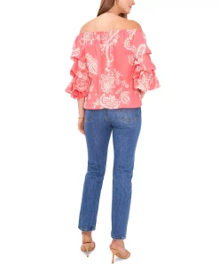 Vince Camuto Women's Bubble Sleeve Blooming Paisley Blouse -VINCE CAMUTO Shop 23996069 fpx