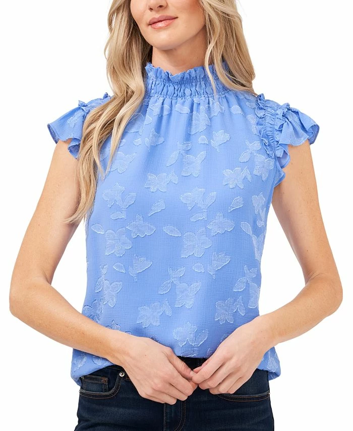 CeCe Ruffled Flutter Sleeve Blouse Top 1 CeCe Ruffled Flutter Sleeve Blouse Top
