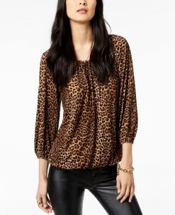 Michael Kors Leopard-Print Peasant Top, Regular & Petite